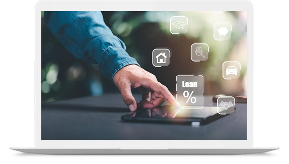 Man pointing tabletconcept loan