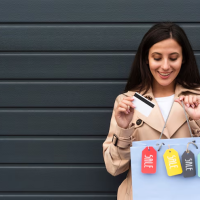 Smiling woman with shopping Smiling woman with shopping