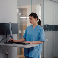 Nurse using computer Nurse using computer