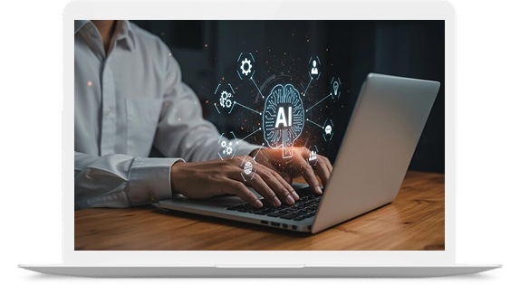 man working laptop with ai