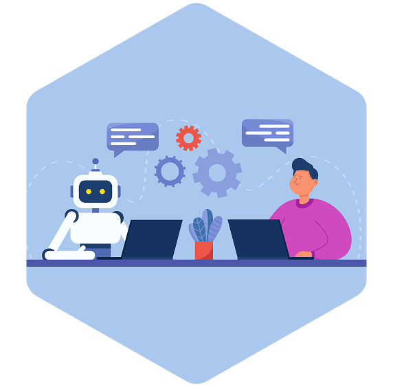 robot and human work